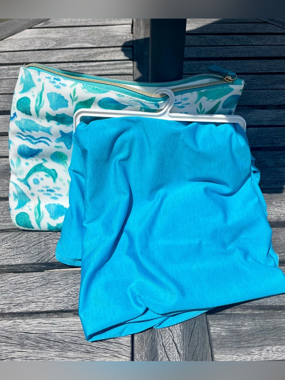 Sea La Vie Beach Pouch or Cosmetic bag in Aqua Teal with coverup - Picture 6 of 6